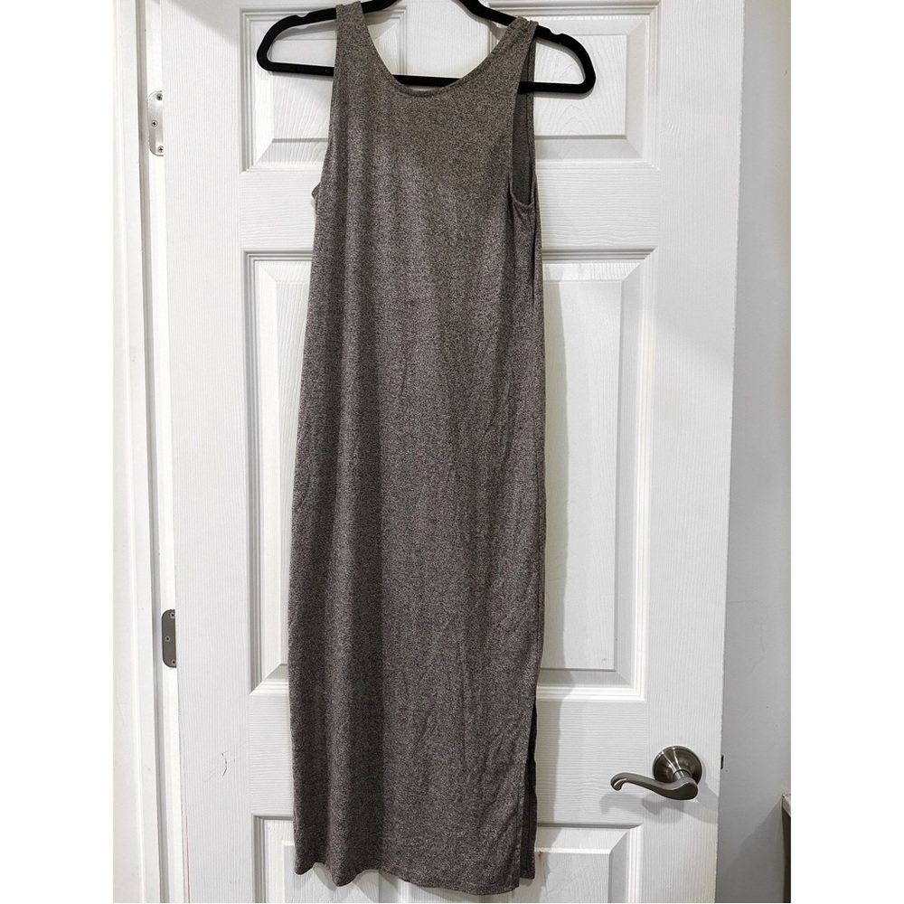 H&M soft midi open back grey tank dress